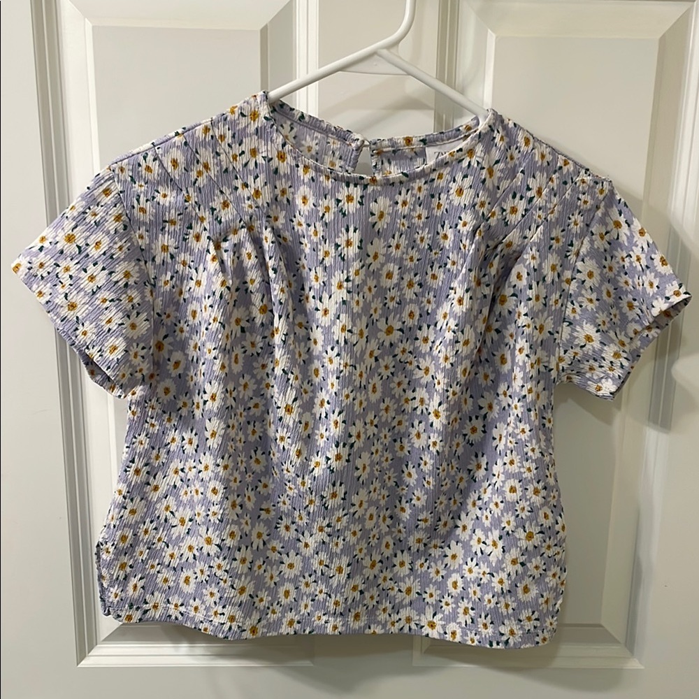 Girls Zara Daisy Print, Front Pleated Blouse